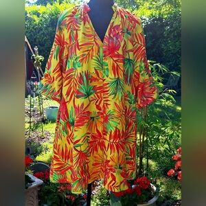 NWT MAGASCHONI 100% linen Tropical Shift Dress